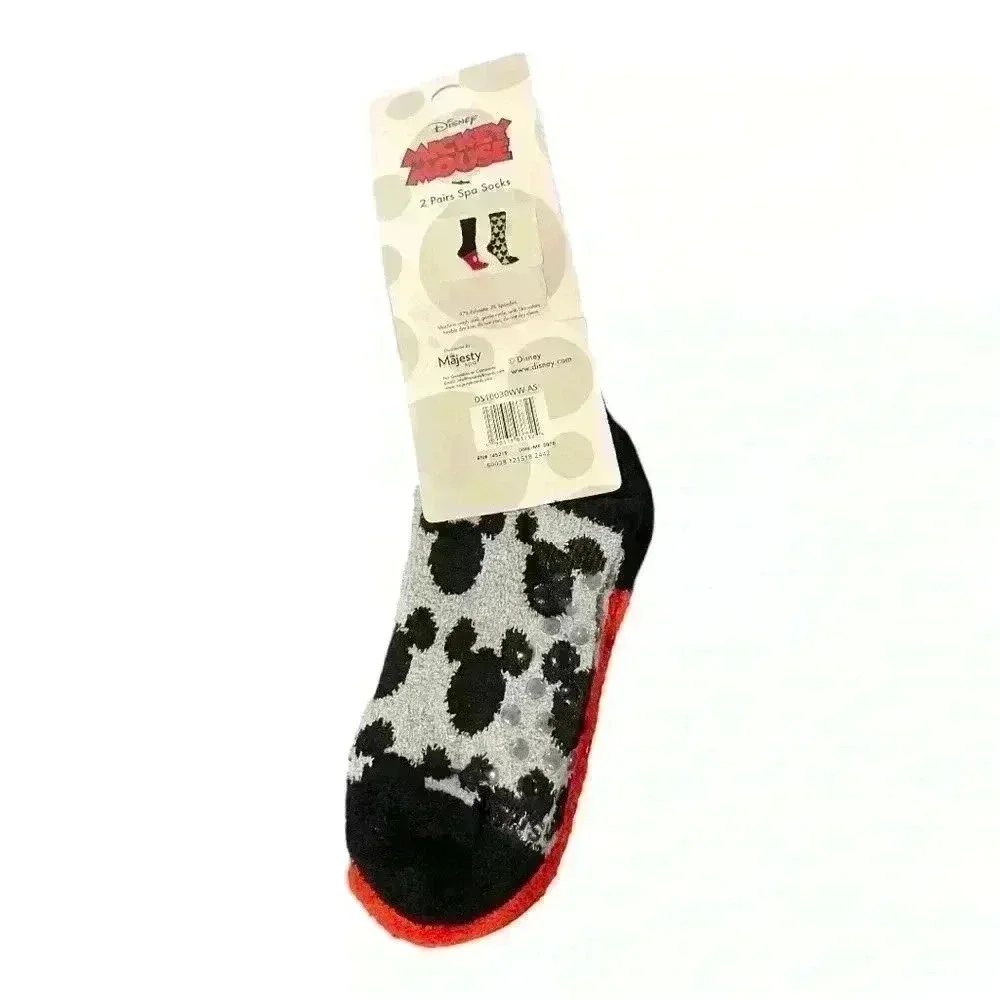 🆕Disney Mickey Mouse Spa Socks - Black and Red NWT